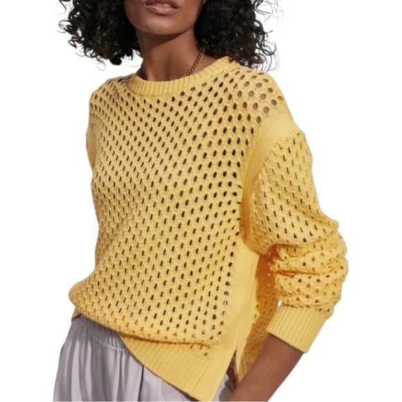 Varley Sweaters - Varley Hains Pineapple Knit‎ Crewneck Sweater in Sunlight Yellow Size Small
